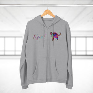 Unisex Hooded Zip Sweatshirt - Fancy Flora with Korat Logo - KORAT