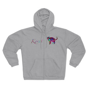 Unisex Hooded Zip Sweatshirt - Fancy Flora with Korat Logo - KORAT